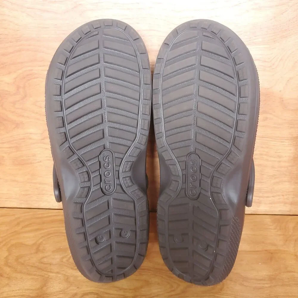 Crocs Classic Lined Clogs Mens 12 Brown Sandals Faux Fur Comfort Slip On Shoes